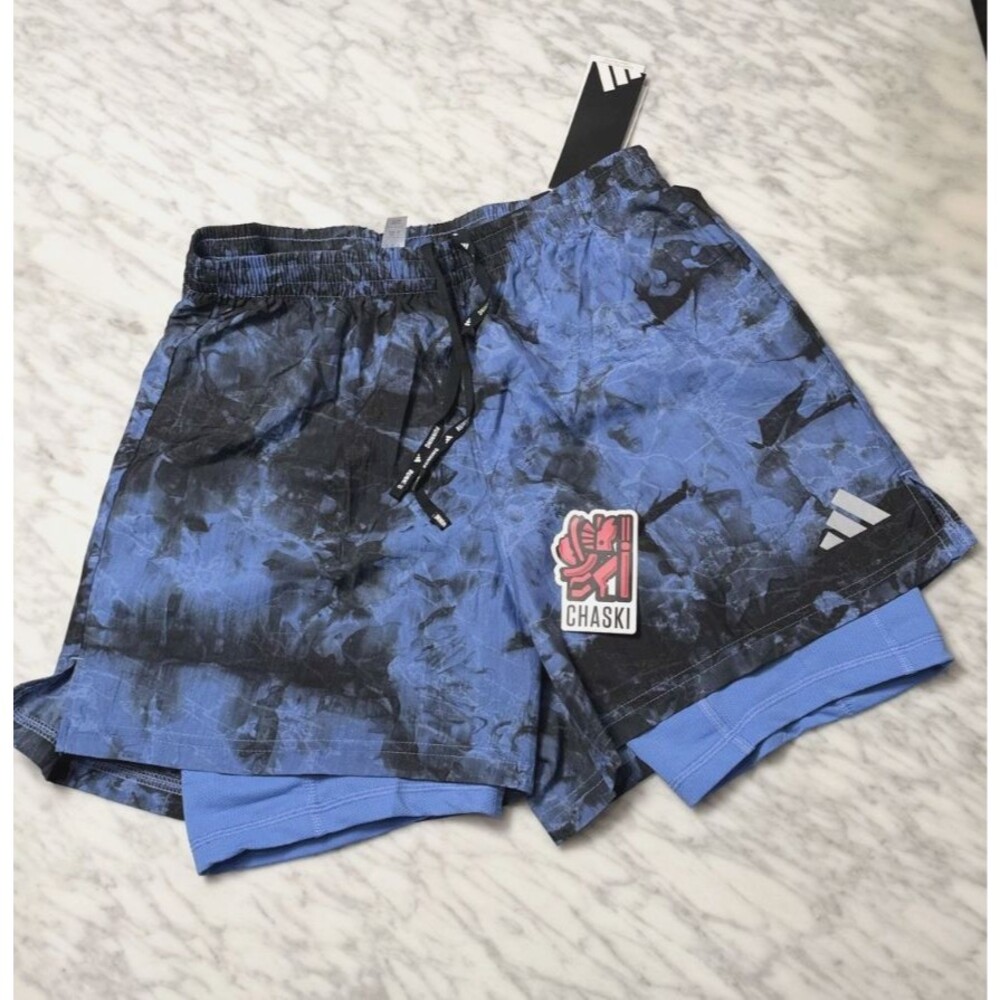Adidas OTR Own The Run 7” 2-in-1 Running Shorts Dye Blue Mens Medium JL8721 NEW